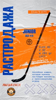Хоккейная клюшка RUSSTICK "OSA" v1.0, с шайбой, 137 см, 40 жесткость, Р92, левая Н2409-00112